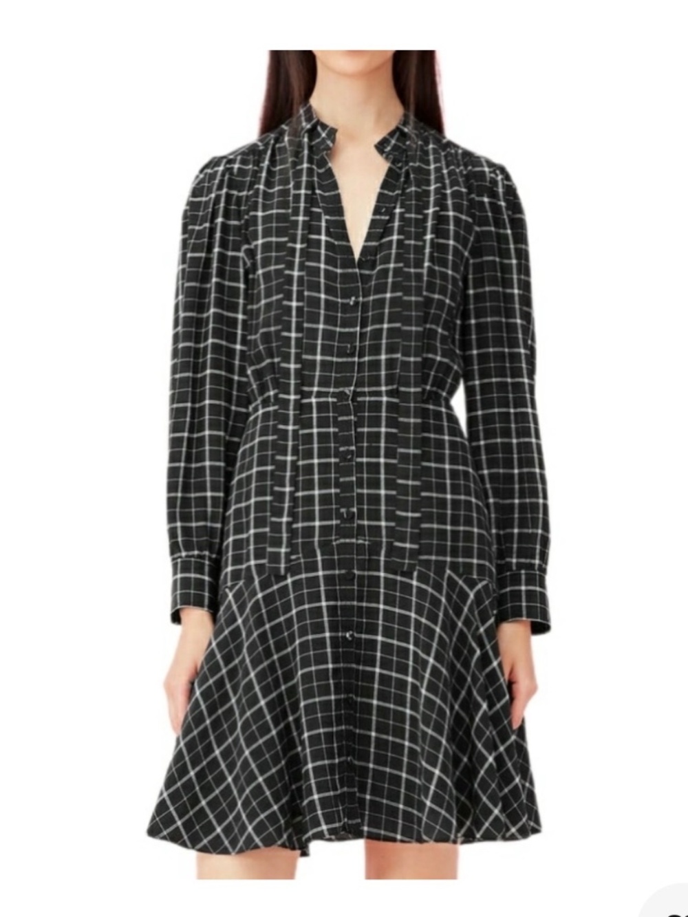Rebecca Taylor Silk Dress Black Plaid